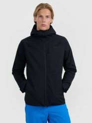 4F Kurtka softshell wiatroodporna membrana 10000 męska - czarna 3XL. Czarne kurtki męskie 4f, m, bez wzorów, z materiału, bez kaptura, trekkingowe, primaloft. Za 399.99 zł.