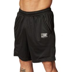 Spodenki treningowe LEONE 1947 Logo. Czarne szorty sportowe męskie LEONE 1947 APPAREL, bez wzorów. Za 99.99 zł.