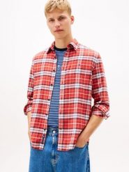Tommy Jeans Męska koszula flanelowa Mężczyźni Regular Fit Bawełna czerwony|wielokolorowy w kratkę, L. Czerwone koszule męskie Tommy Jeans, l, bez wzorów, z bawełny, bez kołnierzyka, bez ramiączek. Za 349.95 zł.