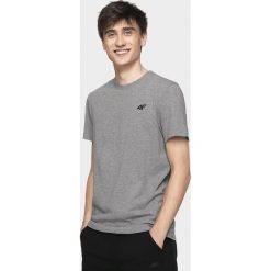 T-shirt męski TSM300 - średni szary melanż. Szare t-shirty męskie 4f, m, bez wzorów, bez kołnierzyka, bez ramiączek. Za 39.99 zł.