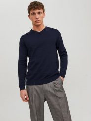 Jack & Jones Sweter 12137194 Granatowy Regular Fit. Niebieskie kardigany męskie Jack & Jones, m, bez wzorów, z bawełny, bez ramiączek. Za 129.99 zł.