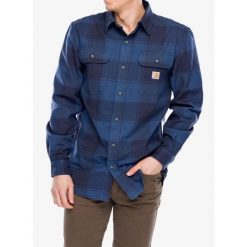 Koszula męska Carhartt Flannel L/S Plaid Shirt. Niebieskie koszule męskie Carhartt, l, bez wzorów, bez kołnierzyka, bez ramiączek. Za 298.99 zł.