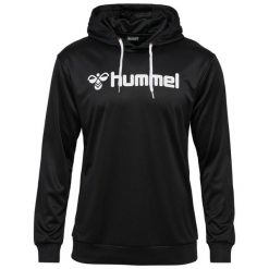 Bluza z kapturem Hummel Logo. Czarne bluzy nierozpinane męskie HUMMEL, bez wzorów, sportowe, bez ramiączek, z kapturem. Za 170.50 zł.