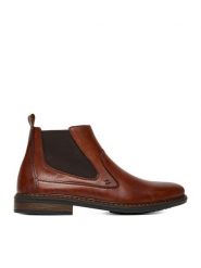 Rieker Botki 37662-24 Brązowy. Brązowe sztyblety męskie Rieker, ze skóry, bez obcasa, bez zapięcia. Za 369.99 zł.
