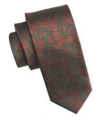 Elegancki i Modny Męski Krawat - Angelo di Monti - Ciemna Zieleń, Brązowe Kwiaty. Zielone krawaty i muchy męskie Angelo di Monti, bez wzorów, z tkaniny, eleganckie. Za 45.00 zł.