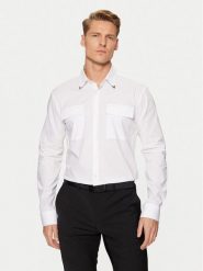 HUGO Koszula Ermetal 50534281 Biały Slim Fit. Białe koszule męskie Hugo, m, bez wzorów, z bawełny, bez kołnierzyka, bez ramiączek. Za 299.99 zł.