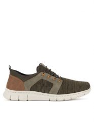 Rieker Półbuty B7796-54 Khaki. Brązowe codzienne półbuty męskie Rieker, bez wzorów, z materiału, bez obcasa, bez zapięcia. Za 369.99 zł.