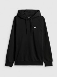 4F Bluza dresowa regular z kapturem męska - czarna L. Czarne bluzy z kapturem męskie 4f, l, bez wzorów, z dresówki, z kapturem. Za 169.99 zł.