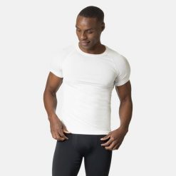 Koszulka termoaktywna z krótkim rękawem męska Odlo PERFORMANCE LIGHT ECO. Białe bielizna termoaktywna męska Odlo, m, bez wzorów, bez ramiączek, trekkingowe. Za 259.99 zł.