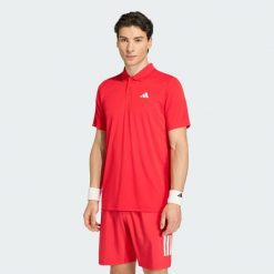 Koszulka Club Tennis Polo. Czerwone koszulki polo męskie ADIDAS, l, bez wzorów, z dzianiny, sportowe, bez kołnierzyka, bez ramiączek. Za 179.00 zł.