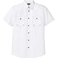 Koszula z krótkim rękawem z odblaskowymi elementami Slim Fit bonprix biały. Koszule męskie bonprix. Za 37.99 zł.