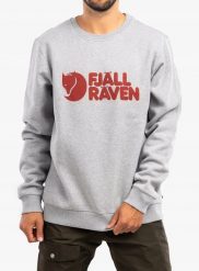 Bluza Fjallraven Logo Sweater - grey/melange. Szare bluzy nierozpinane męskie Mustang, m, bez wzorów, bez ramiączek, bez kaptura. Za 544.62 zł.