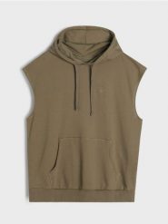 Bluza bez rękawów z kapturem - zielony. Zielone bluzy nierozpinane męskie Sinsay, l, bez wzorów, bez ramiączek, z kapturem. Za 39.99 zł.