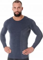 Brubeck LS11600 Koszulka męska z długim rękawem COMFORT WOOL ciemny jeans XL. Bielizna termoaktywna męska Brubeck, m, bez wzorów, z jeansu, bez ramiączek. Za 230.94 zł.