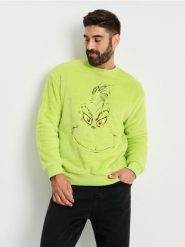 Bluza crewneck regular z misiem Grinch - Inny. Bluzy nierozpinane męskie Sinsay, l, bez wzorów, bez ramiączek, bez kaptura. Za 59.99 zł.