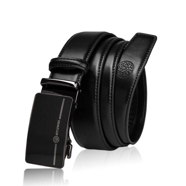 Skórzany pasek BETLEWSKI C35-LI CZARNY 110. Czarne paski męskie Betlewski, bez wzorów, ze skóry. Za 99.00 zł.