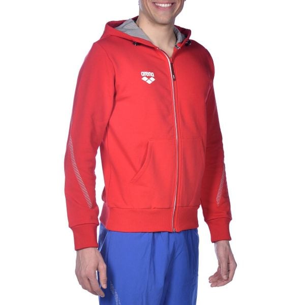 Bluza Arena Team Line Hooded Jacket z kapturem. Czerwone bluzy rozpinane męskie ARENA, xl, bez wzorów, sportowe, bez ramiączek, z kapturem. Za 109.99 zł.