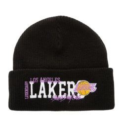 Czapka z dzianiny Mitchell & Ness Billboard Los Angeles Lakers. Czarne czapki męskie Mitchell & Ness, na zimę, bez wzorów, z dzianiny, vintage. Za 198.50 zł.