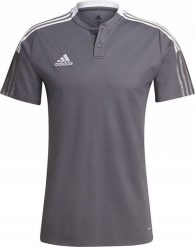 Adidas Koszulka męska adidas Tiro 21 Polo szara GM7364 S. Szare koszulki polo męskie ADIDAS, m, bez wzorów, bez kołnierzyka, bez ramiączek. Za 116.39 zł.