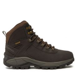 Trekkingi Merrell. Brązowe buty trekkingowe męskie Merrell, bez wzorów, sportowe, bez obcasa, bez zapięcia. Za 419.99 zł.