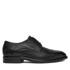 Półbuty BOSS. Czarne eleganckie półbuty męskie Boss, wizytowe, bez obcasa, bez zapięcia. Za 1,239.00 zł.