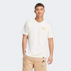 Koszulka sportowa męska Adidas z krótkim rękawem. Białe t-shirty sportowe męskie ADIDAS, m, bez wzorów, sportowe, bez ramiączek. Za 129.00 zł.