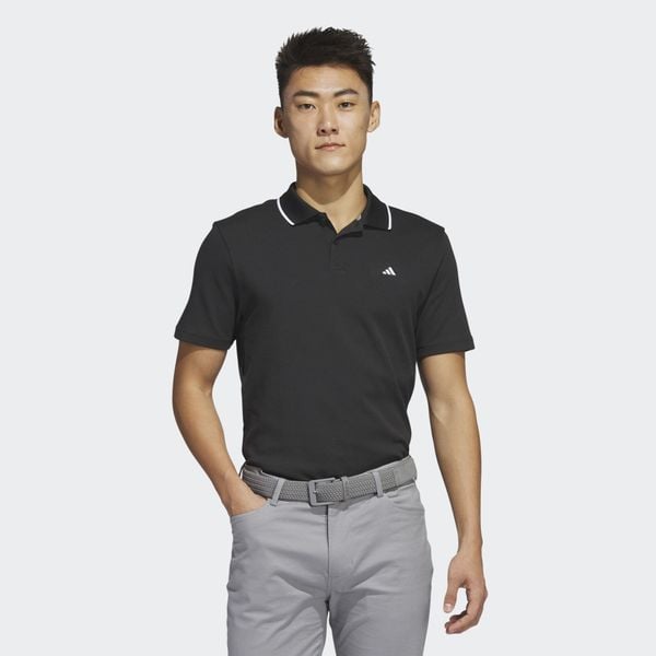 Go-To Piqué Golf Polo Shirt. Czarne koszulki polo męskie ADIDAS, m, bez wzorów, z materiału, sportowe, bez kołnierzyka, bez ramiączek. W wyprzedaży za 210.80 zł.