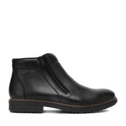 Botki Rieker. Czarne sztyblety męskie Rieker, bez obcasa, bez zapięcia. Za 369.99 zł.