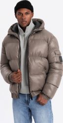 Kurtka męska Ombre Ciepła męska kurtka puffer ze ściągaczami ciemnobeżowa V3 OM-JAHP-0207 L. Brązowe kurtki męskie Ombre, l, bez wzorów, bez ramiączek, bez kaptura. Za 399.99 zł.