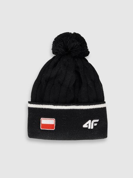 4F Czapka zimowa z wełną merino uniseks - czarna S. Czarne czapki męskie 4f, na zimę, bez wzorów, z wełny, klasyczne. Za 99.99 zł.