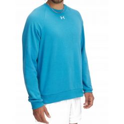 Bluza dresowa męska UNDER ARMOUR bawełna bez kaptura. Niebieskie bluzy nierozpinane męskie Under Armour, m, bez wzorów, z bawełny, bez ramiączek, bez kaptura. Za 199.00 zł.