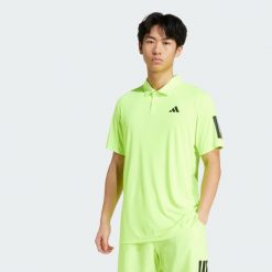 Koszulka Club Tennis 3-Stripes Polo. Żółte koszulki polo męskie ADIDAS, m, bez wzorów, z materiału, sportowe, bez kołnierzyka, bez ramiączek. Za 199.00 zł.