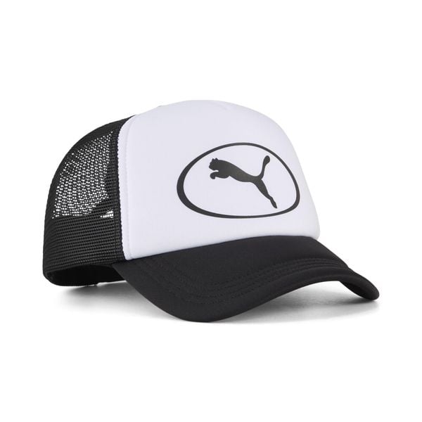Czapka typu trucker Essentials PUMA. Białe czapki męskie Puma, bez wzorów, eleganckie. Za 89.00 zł.