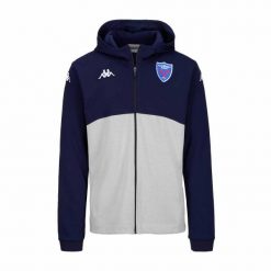 Bluza z kapturem FC Grenoble Rugby Arufeod 8 2024/25. Niebieskie bluzy nierozpinane męskie Kappa, bez wzorów, z dresówki, z kapturem. W wyprzedaży za 334.15 zł.