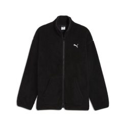 Męska rozpinana bluza typu sherpa Essentials Elevated na zimę o luźnym kroju. Czarne bluzy rozpinane męskie Puma, na zimę, m, bez wzorów, sportowe, bez ramiączek, bez kaptura. Za 269.00 zł.