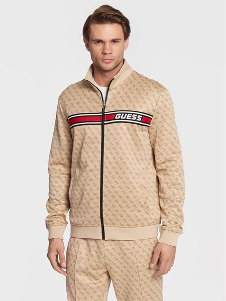 Guess Bluza Korbin Z2BQ06 FL04Q Beżowy Regular Fit. Brązowe bluzy rozpinane męskie Guess, m, z aplikacjami, z bawełny, bez ramiączek, bez kaptura. Za 269.99 zł.