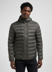 MESKA KURTKA LEE PUFFER JACKET STATIC GRAY 112371658. Szare kurtki męskie Lee, na zimę, m, bez wzorów, bez ramiączek, bez kaptura. Za 359.99 zł.