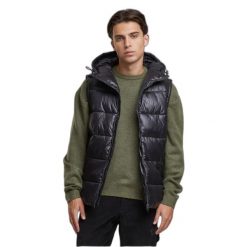 Kurtka bez rękawów z kapturem Urban Classics. Czarne kurtki męskie Urban Classics, m, bez wzorów, z materiału, bez ramiączek, z kapturem. Za 267.50 zł.