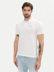 EA7 Emporio Armani Polo 8NPF14 PJVQZ 0100 Biały Regular Fit. Białe koszulki polo męskie EA7 Emporio Armani, m, bez wzorów, z bawełny, bez kołnierzyka, bez ramiączek. Za 199.99 zł.