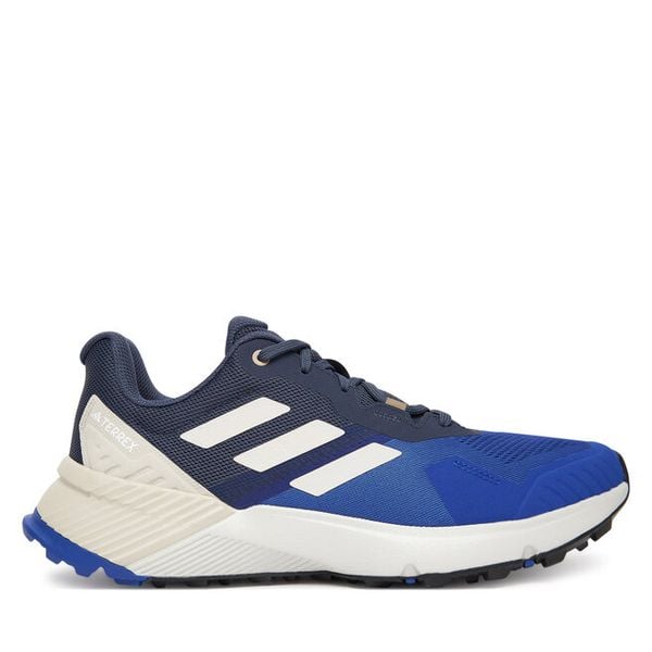 Trekkingi adidas. Niebieskie buty do biegania męskie ADIDAS, bez wzorów, sportowe, bez obcasa, bez zapięcia. Za 279.99 zł.