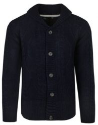 Granatowy Dziergany Sweter Zapinany na Guziki, Kardigan, Elegancki - BRAVE SOUL. Niebieskie swetry męskie Brave Soul, bez wzorów, dziergany, casualowe, bez kołnierzyka, bez ramiączek. Za 149.00 zł.