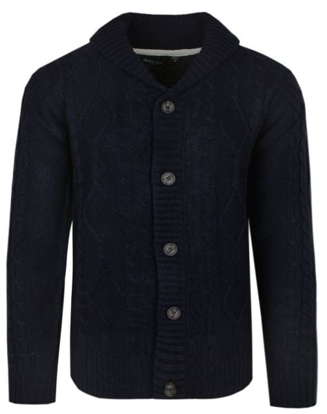 Granatowy Dziergany Sweter Zapinany na Guziki, Kardigan, Elegancki - BRAVE SOUL. Niebieskie kardigany męskie Brave Soul, l, bez wzorów, dziergany, bez ramiączek. Za 149.00 zł.