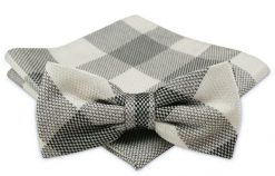 Modna Mucha Męska - Alties - Duża Krata. Szare krawaty i muchy męskie Alties, bez wzorów, eleganckie. Za 54.00 zł.