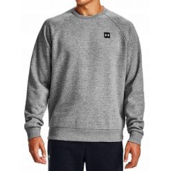 Bluza fitness męska Under Armour Rival Fleece Crew. Szare bluzy nierozpinane męskie Under Armour, m, bez wzorów, sportowe, bez ramiączek, bez kaptura. Za 119.99 zł.