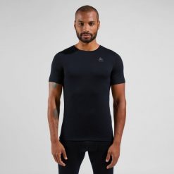 Koszulka termoaktywna męska Odlo Merino 200 BL Top Crew Neck SS. Czarne bielizna termoaktywna męska Odlo, l, bez wzorów, bez ramiączek. Za 294.99 zł.