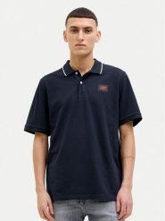 Jack & Jones Polo Hudson 12269238 Granatowy Regular Fit. Niebieskie koszulki polo męskie Jack & Jones, m, bez wzorów, z bawełny, bez kołnierzyka, bez ramiączek. Za 59.99 zł.