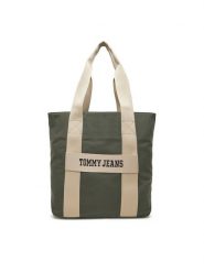 Tommy Jeans Torba Retro Cool Tote AM0AM13278 Khaki. Brązowe torby męskie na ramię Tommy Jeans, bez wzorów, z jeansu, retro, na ramię. Za 309.99 zł.