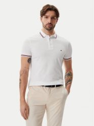 Tommy Hilfiger Polo Tipped MW0MW37346 Biały Slim Fit. Białe koszulki polo męskie Tommy Hilfiger, m, bez wzorów, z bawełny, bez kołnierzyka, bez ramiączek. Za 239.99 zł.