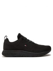 Tommy Hilfiger Sneakersy Corporate Knit Rib Runner FM0FM02838 Czarny. Czarne buty sportowe na co dzień męskie Tommy Hilfiger, m, bez wzorów, z materiału, bez ramiączek, bez kaptura. Za 289.99 zł.