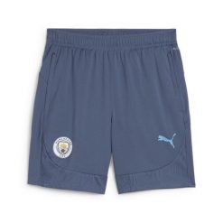 Spodenki treningowe Manchester City 2024/25. Niebieskie szorty sportowe męskie Puma, bez wzorów, sportowe. Za 190.50 zł.